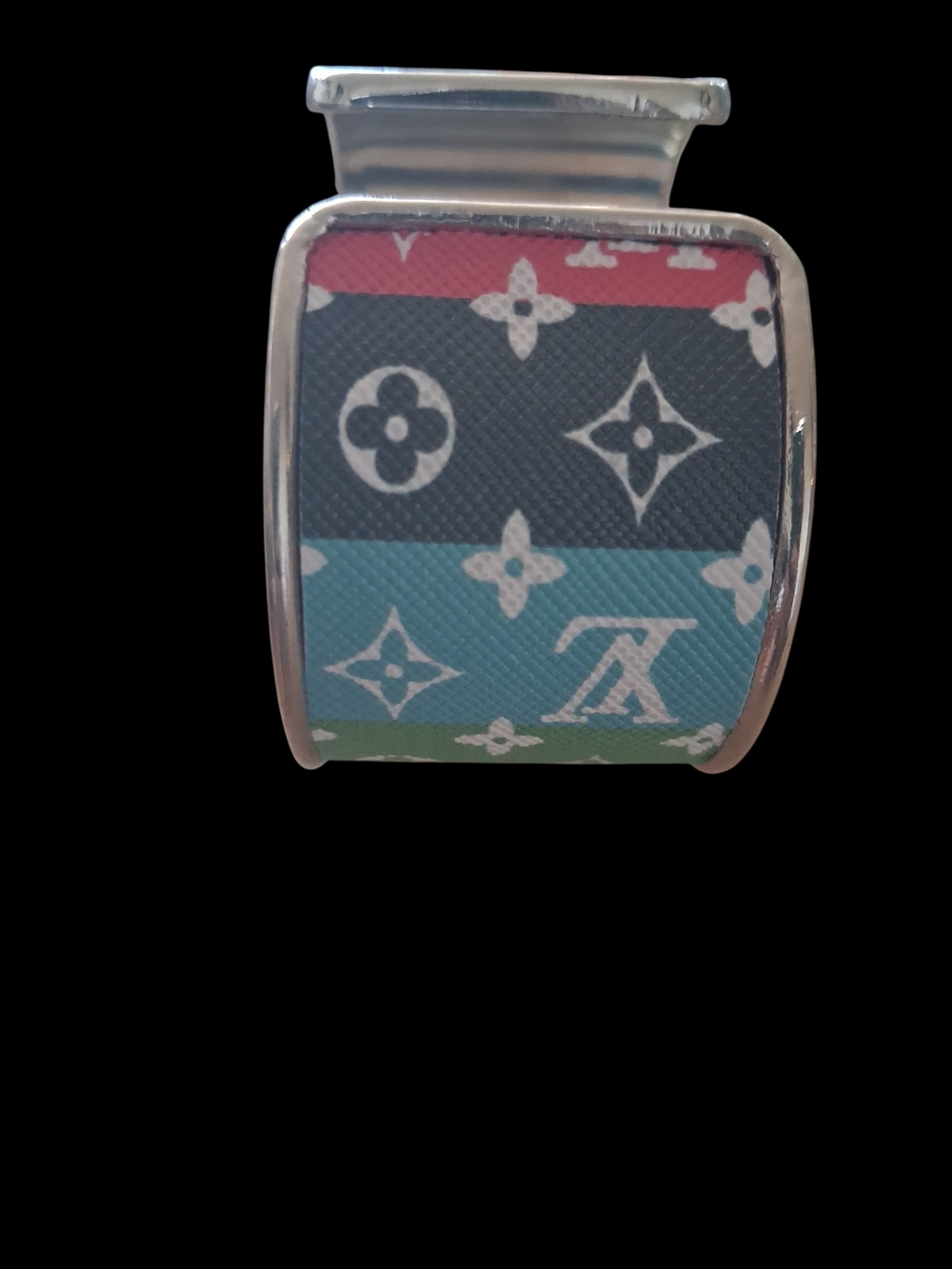 Multicolor Monogram Cuff Bracelet - Pink Orange Green Blue - Picture 4 of 4